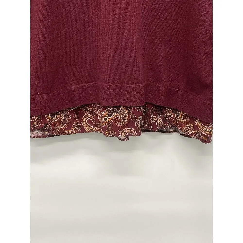 J.Jill Women’s Sweater‎ Paisley Shirttail Hem Detail Academia Preppy Sz Small